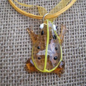 Murano Glass Frog Pendant Necklace